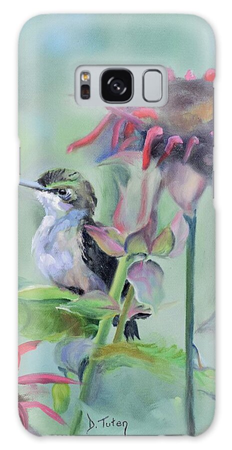 Hummingbird Galaxy Case featuring the painting Hummingbird and Coneflowers by Donna Tuten