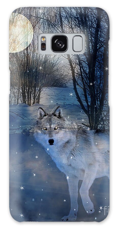 Wolf Galaxy Case featuring the digital art Hunter's Moon by Judy Wood