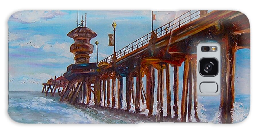 Tourist Galaxy Case featuring the painting Huntington Beach Pier 2 by Carol Tsiatsios