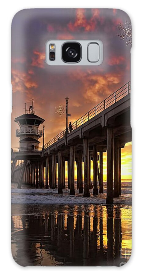 Huntington Beach Galaxy Case featuring the photograph Huntington Beach Pier by Peggy Hughes