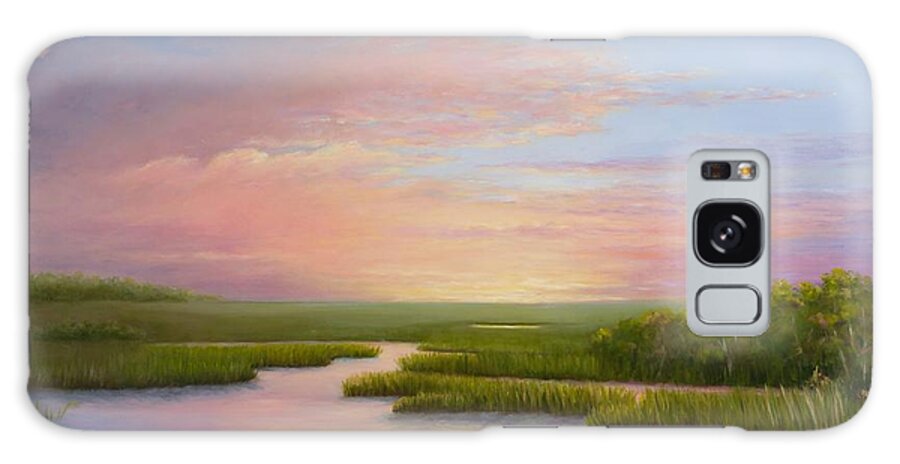 Sunset Over Marsh At Huntington Beach State Park At Coastal South Carolina Galaxy Case featuring the painting Huntington Inspiration by Audrey McLeod