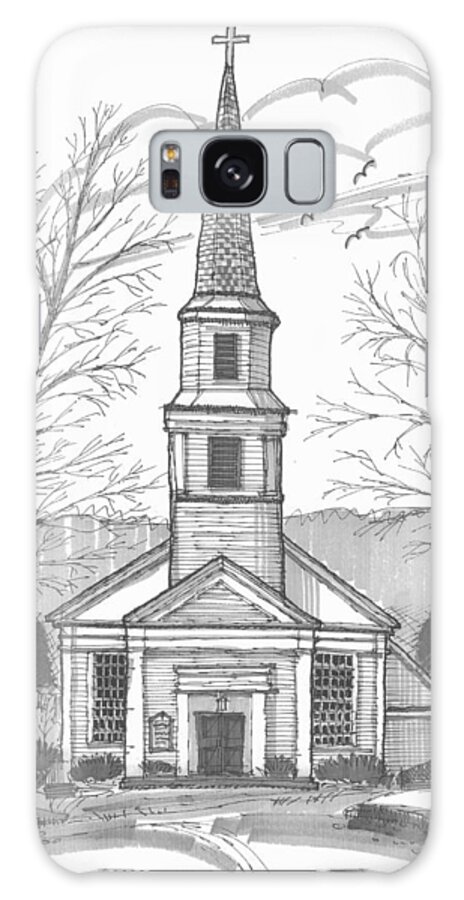 Hurley Church Galaxy Case featuring the drawing Hurley Reformed Church by Richard Wambach