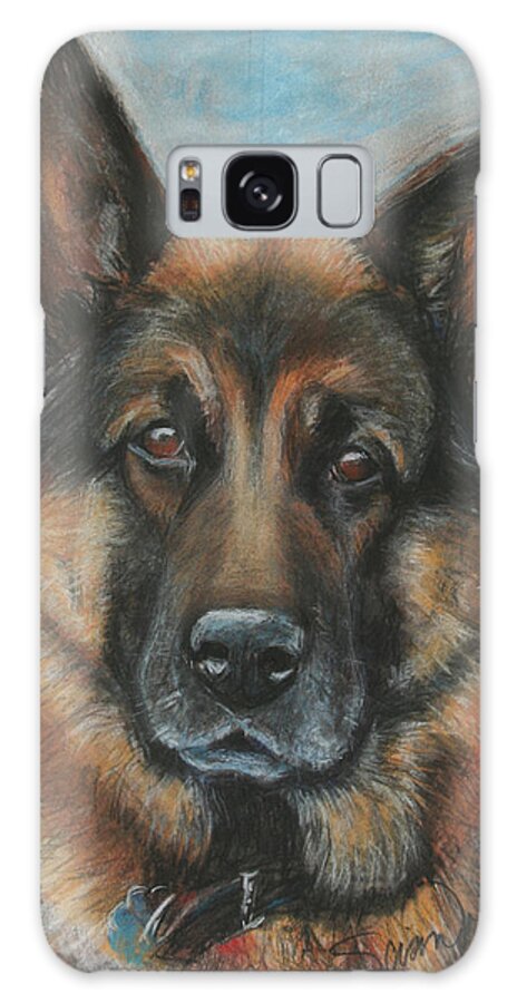 German Shepherd Artwork Galaxy Case featuring the painting Hussler-German Shepherd Dog by Sciandra 