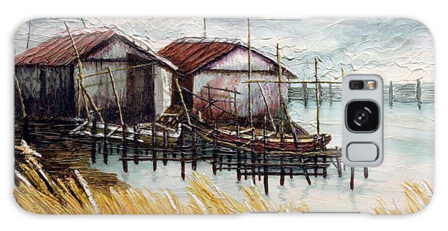 Philippines Galaxy S8 Case featuring the painting Huts by the Shore by Joey Agbayani