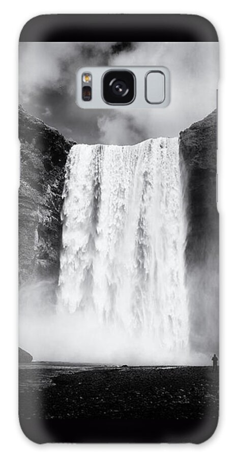 Iceland Galaxy Case featuring the photograph Iceland black and white Skogafoss waterfall by Matthias Hauser