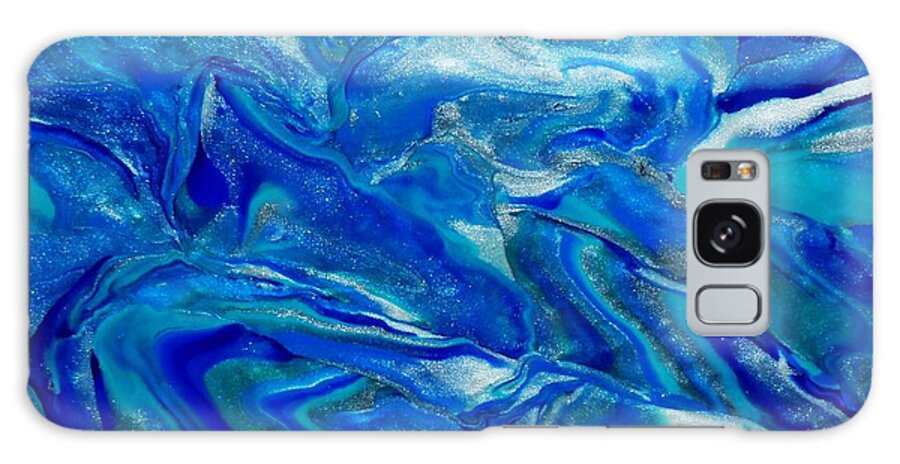 Abstract Galaxy Case featuring the mixed media Icy Blue by Deborah Stanley