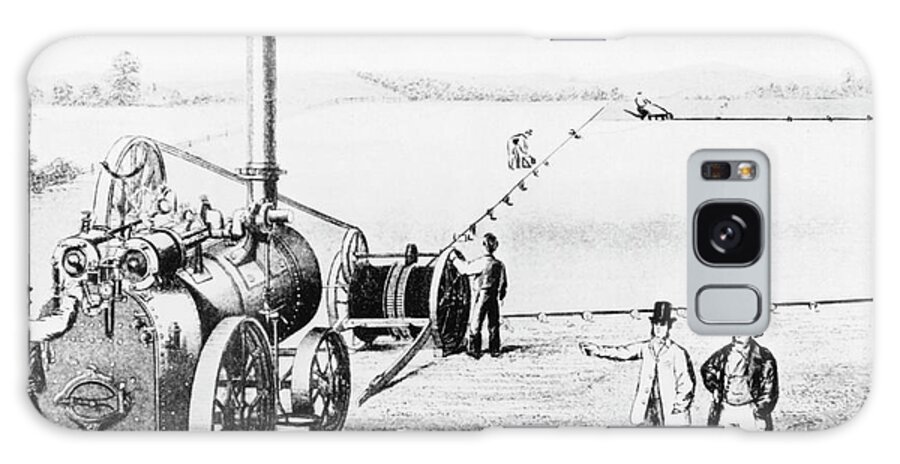 Steam Galaxy Case featuring the photograph Illustration Of Steam Engine Powering A Plough by Science Photo Library