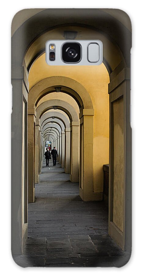 Vasari Corridor Galaxy Case featuring the photograph In a Distance - Vasari Corridor in Florence Italy by Georgia Mizuleva