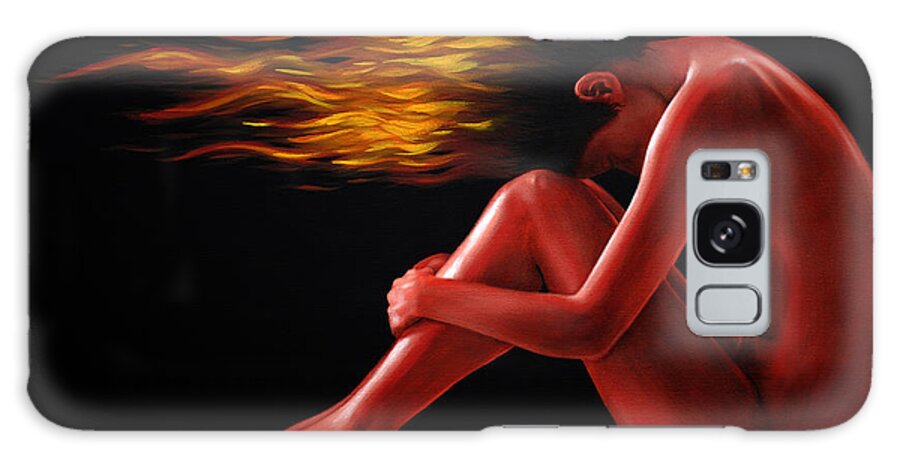 Nude Galaxy Case featuring the painting In Flame by Glenn Pollard