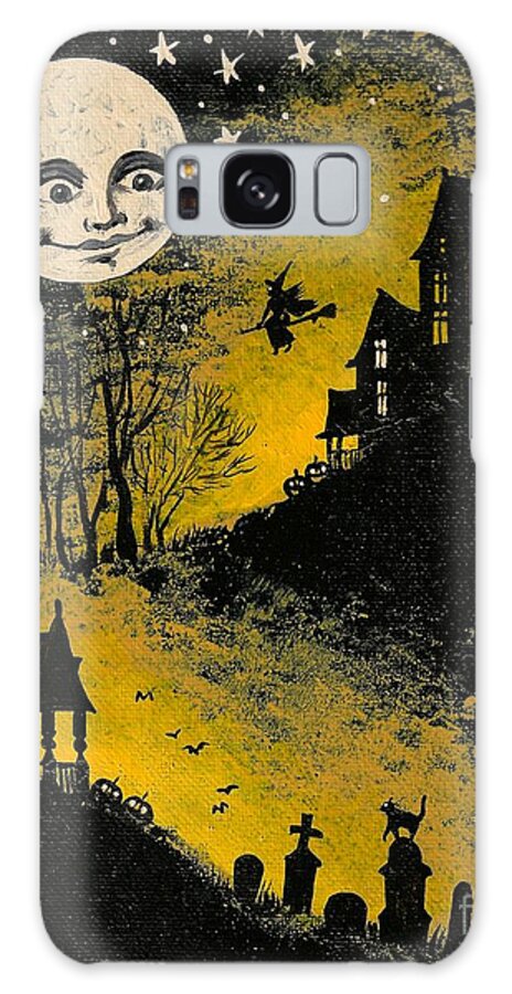 Print Galaxy Case featuring the painting In the Halloween Moonlight by Margaryta Yermolayeva