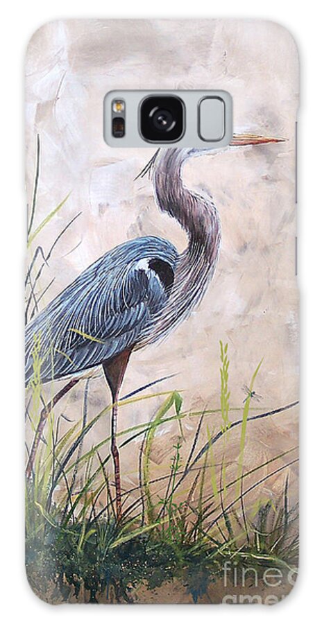 Heron Galaxy Case featuring the painting In the Reeds-Blue Heron-A by Jean Plout
