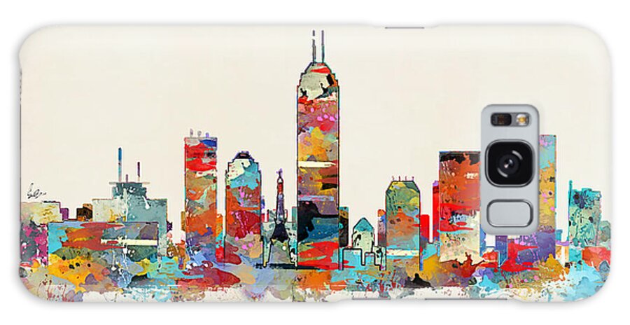 Indianapolis Indiana Skyline Galaxy Case featuring the painting Indianapolis Indiana skyline by Bri Buckley