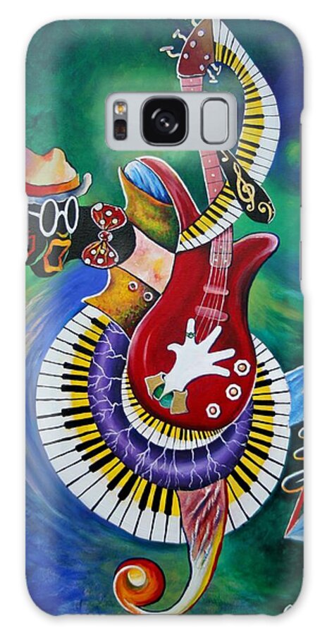 Guitar Galaxy Case featuring the painting Inside My Music V by Arthur Covington