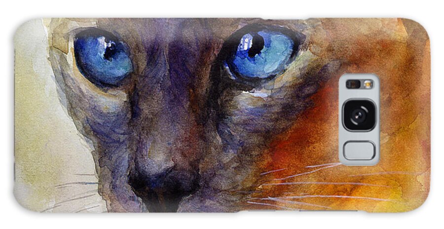 Siamese Cat Art Galaxy Case featuring the painting Intense Siamese Cat painting print 2 by Svetlana Novikova