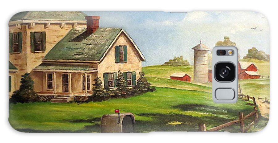 Farm Painting Galaxy S8 Case featuring the painting Cherokee Iowa Farm House by Lee Piper