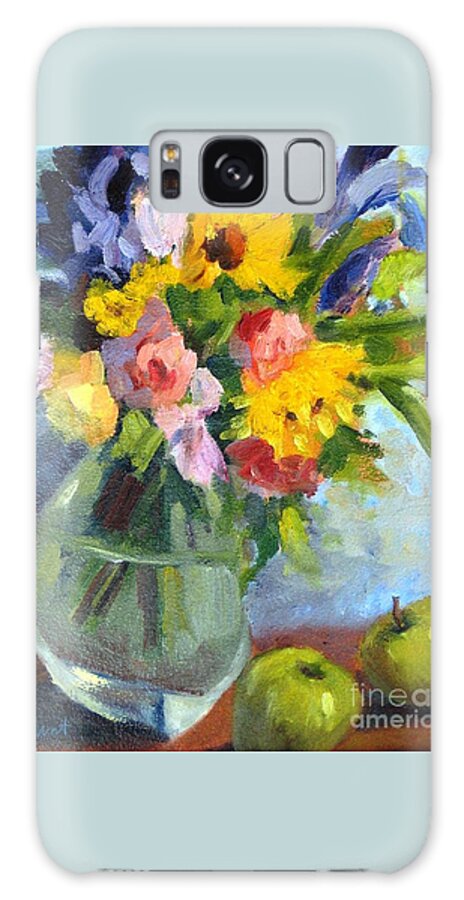 Sunflowers Galaxy Case featuring the painting Irises and Apples by Maria Hunt