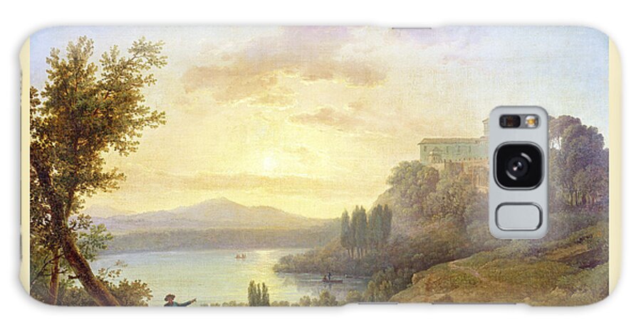 Sunset Galaxy Case featuring the painting Italian Landscape, Setting Sun by Jean-Francois Hue