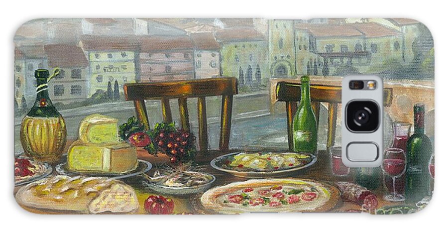 Pizza Galaxy Case featuring the painting Italian Lunch by Italian Art