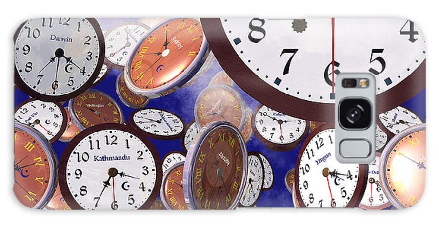 Clocks Galaxy Case featuring the digital art It's Raining Clocks - Los Angeles by Nicola Nobile