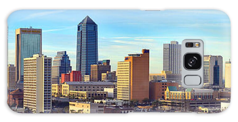 Jacksonville Skyline Galaxy Case featuring the photograph Jacksonville Skyline Morning Day Color Panorama Florida by Jon Holiday
