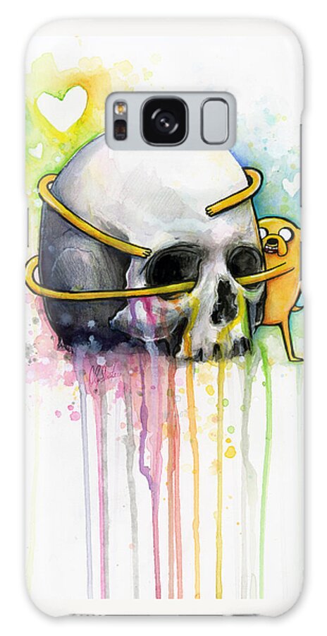 Adventure Time Galaxy Case featuring the painting Jake the Dog Hugging Skull Adventure Time Art by Olga Shvartsur