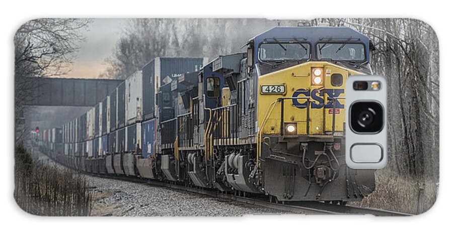 Csx Railroad Galaxy Case featuring the photograph January 20. 2015 - CSX Q124 at Madisonville Ky by Jim Pearson