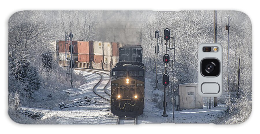 Csx Railroad Galaxy Case featuring the photograph January 24. 2015 CSX Q028 at Nortonville Ky by Jim Pearson