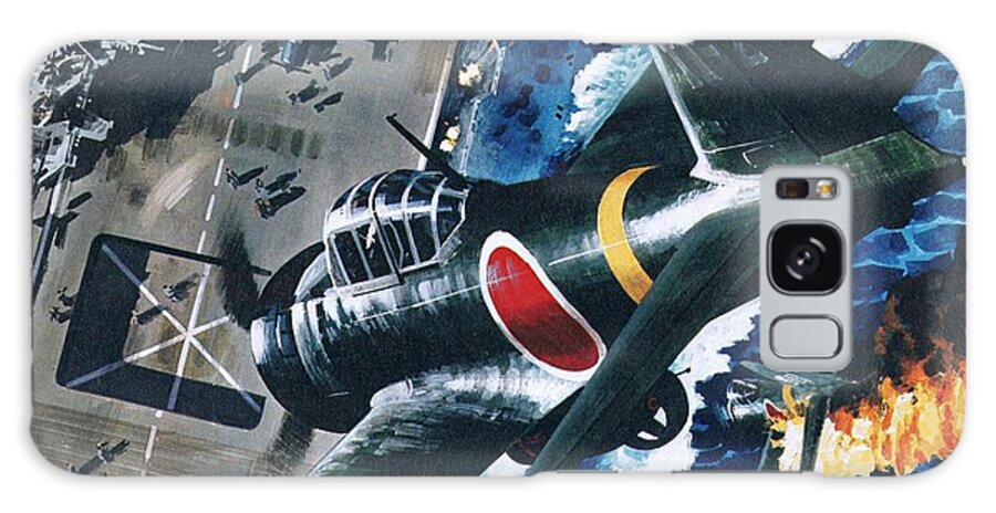 Japanese Galaxy Case featuring the painting Japanese Suicide Attack On American by Wilf Hardy