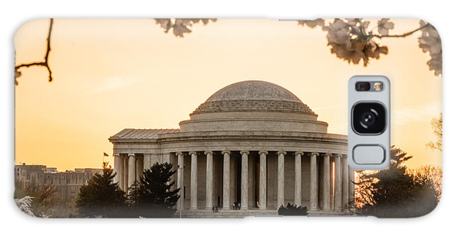 Cherry Blossom Galaxy Case featuring the photograph Jefferson Memorial at Sunrise by SAURAVphoto Online Store