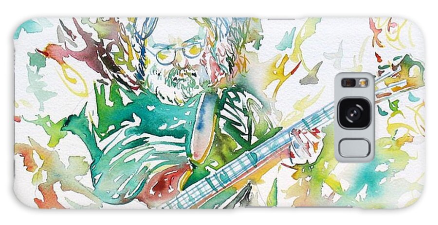 Jerry Galaxy Case featuring the painting JERRY GARCIA PLAYING the GUITAR watercolor portrait.1 by Fabrizio Cassetta