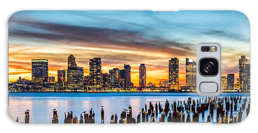 America Galaxy Case featuring the photograph Jersey City panorama at sunset by Mihai Andritoiu