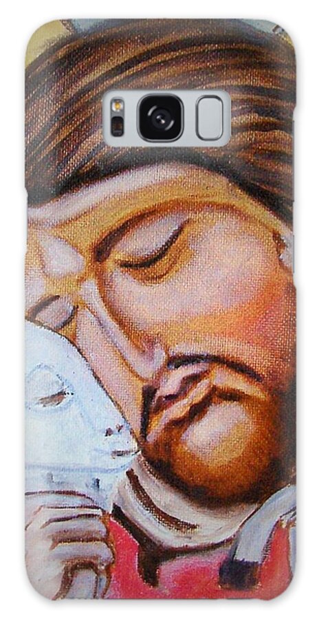 Art Galaxy Case featuring the painting Jesus With A Lamb by Ryszard Ludynia