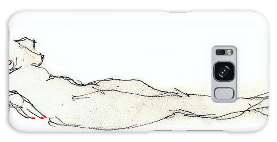 Female Nude Galaxy Case featuring the drawing Jewel - Female Nude by Carolyn Weltman