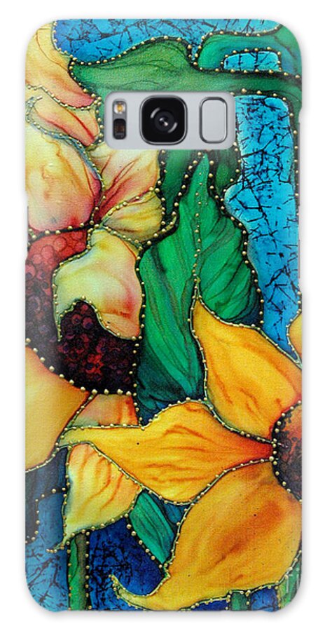 Silk Painting Galaxy Case featuring the painting Jeweled Sassy Sunflowers by Francine Dufour Jones