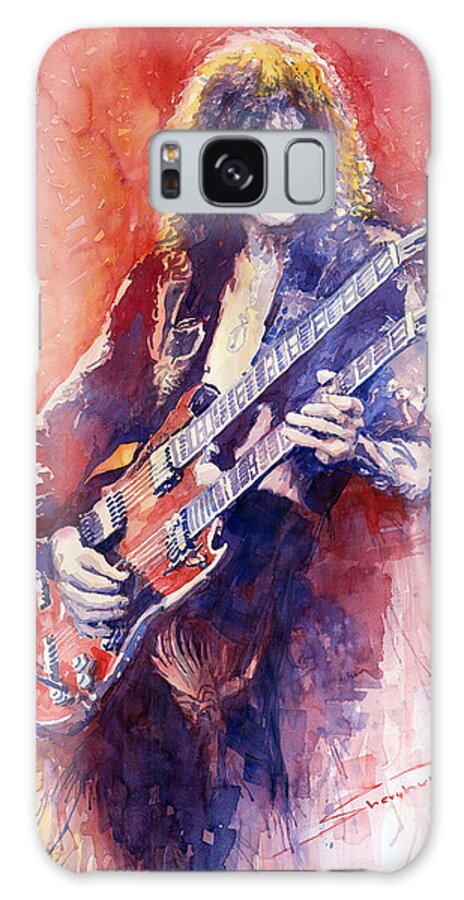 Watercolor Galaxy Case featuring the painting Jimmi Page by Yuriy Shevchuk