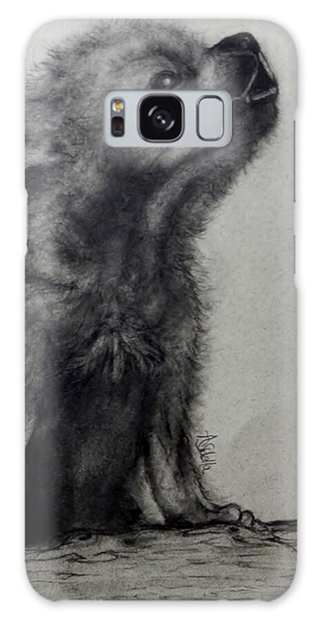 Baby Wolf Galaxy Case featuring the painting Just Like Mama by Annamarie Sidella-Felts