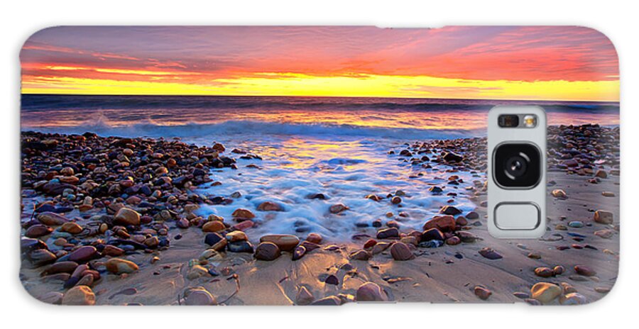 Sunset Pebbles Stones Beach Seascape Seascapes Karrara Hallett Cove Adelaide South Australia Australian Galaxy Case featuring the photograph Karrara Sunset by Bill Robinson