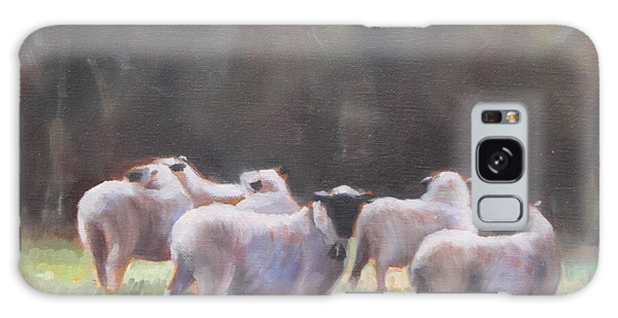 Sheep Galaxy S8 Case featuring the painting Keeping watch by Susan Bradbury