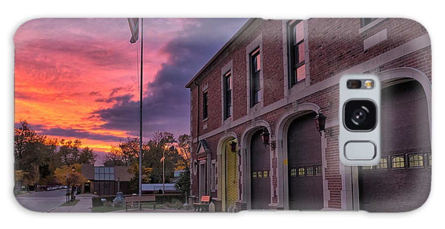 Fire Galaxy S8 Case featuring the photograph Kenmore Fire Hall Sunset by Chris Bordeleau