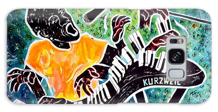  Galaxy Case featuring the painting Keys and Jazz Live by Karen Ann