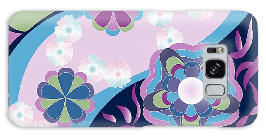 Vector Art Galaxy S8 Case featuring the digital art Kimono-Inspired Summer Flowers by the River by Beverly Claire Kaiya