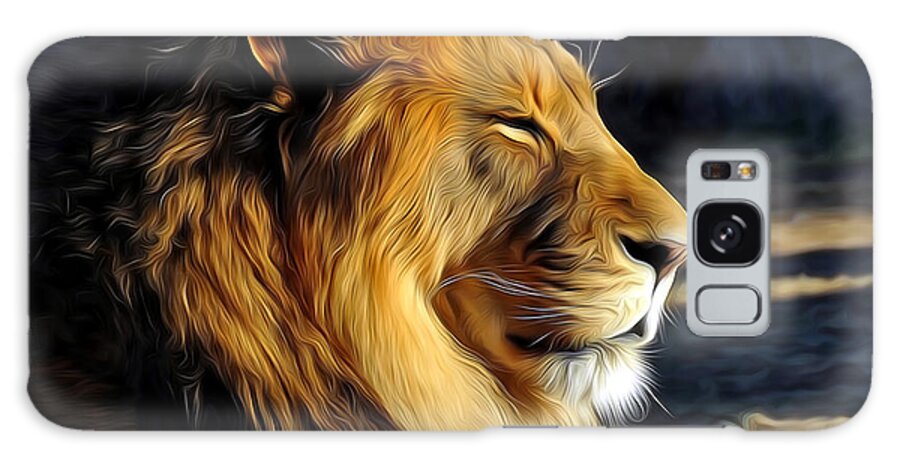 Male African Lion Galaxy Case featuring the photograph King of the Beasts by John Hoffman