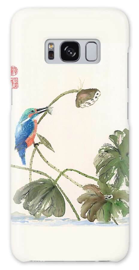 Bird Galaxy Case featuring the painting Kingfisher Catch by Terri Harris