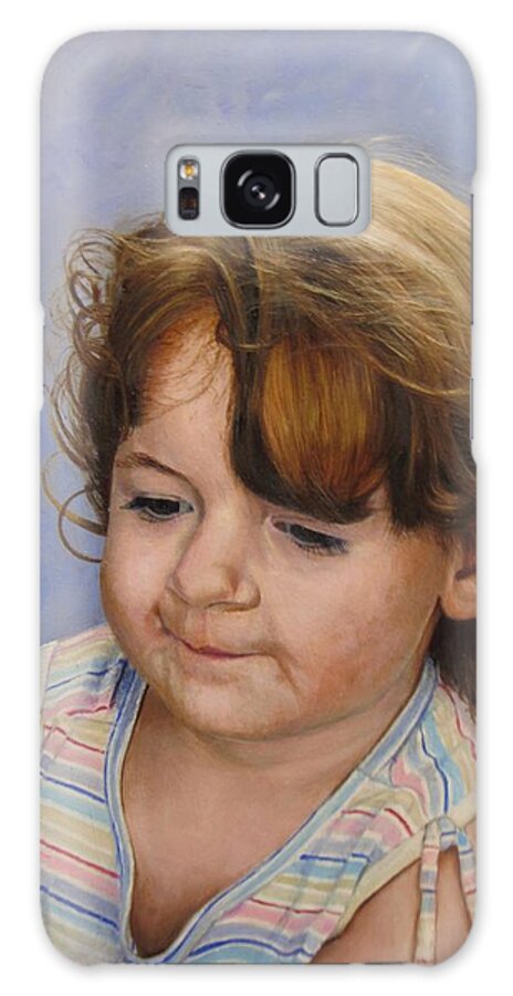 Child Portrait Galaxy Case featuring the painting Kira 2 by Glenn Beasley
