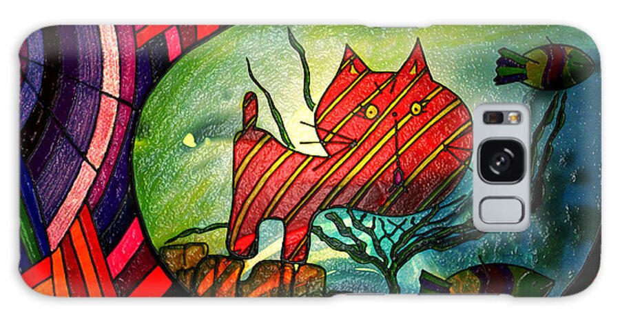 Cat Galaxy Case featuring the painting Kitty In A Fish Bowl - Abstract Cat by Marie Jamieson