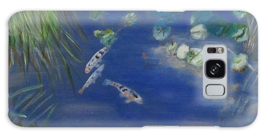 Koi Galaxy S8 Case featuring the painting Koi at Red Butte Gardens by Linda Feinberg