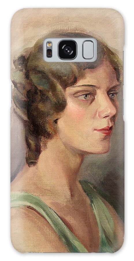 Lady Galaxy Case featuring the painting Lady in Green 1929 by Art By Tolpo Collection
