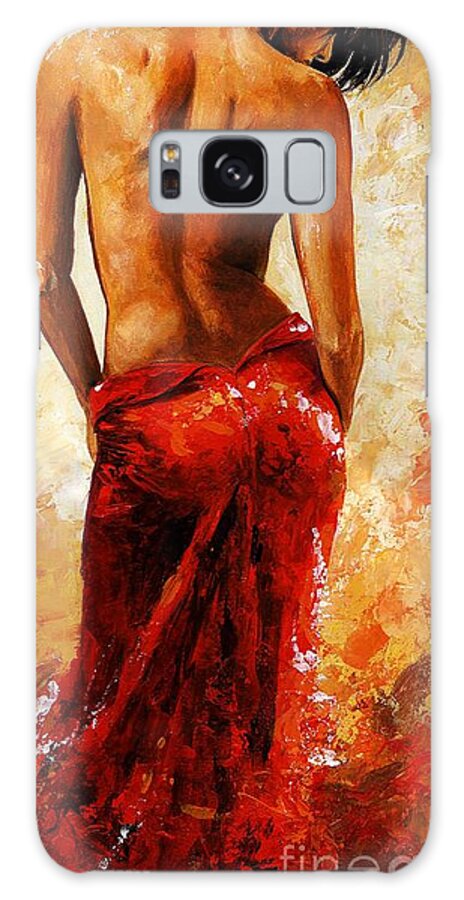 Lady Galaxy Case featuring the painting Lady in red 27 by Emerico Imre Toth