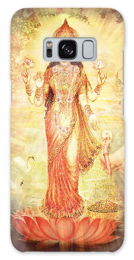 Goddess Galaxy Case featuring the mixed media Lakshmi Goddess of Fortune vintage by Ananda Vdovic