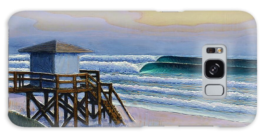 Seascape. Wave Galaxy Case featuring the painting Lantana Lifeguard Stand by Nathan Ledyard